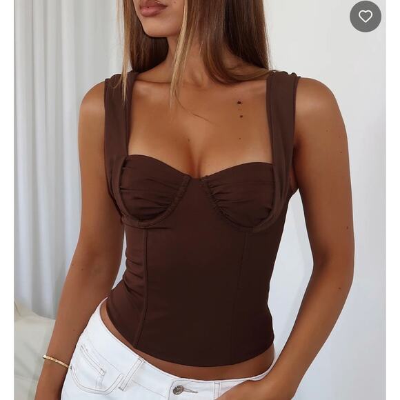 White Fox Chasing Shadows Bustier Corset Top Size XS Chocolate Brown - Picture 3 of 8